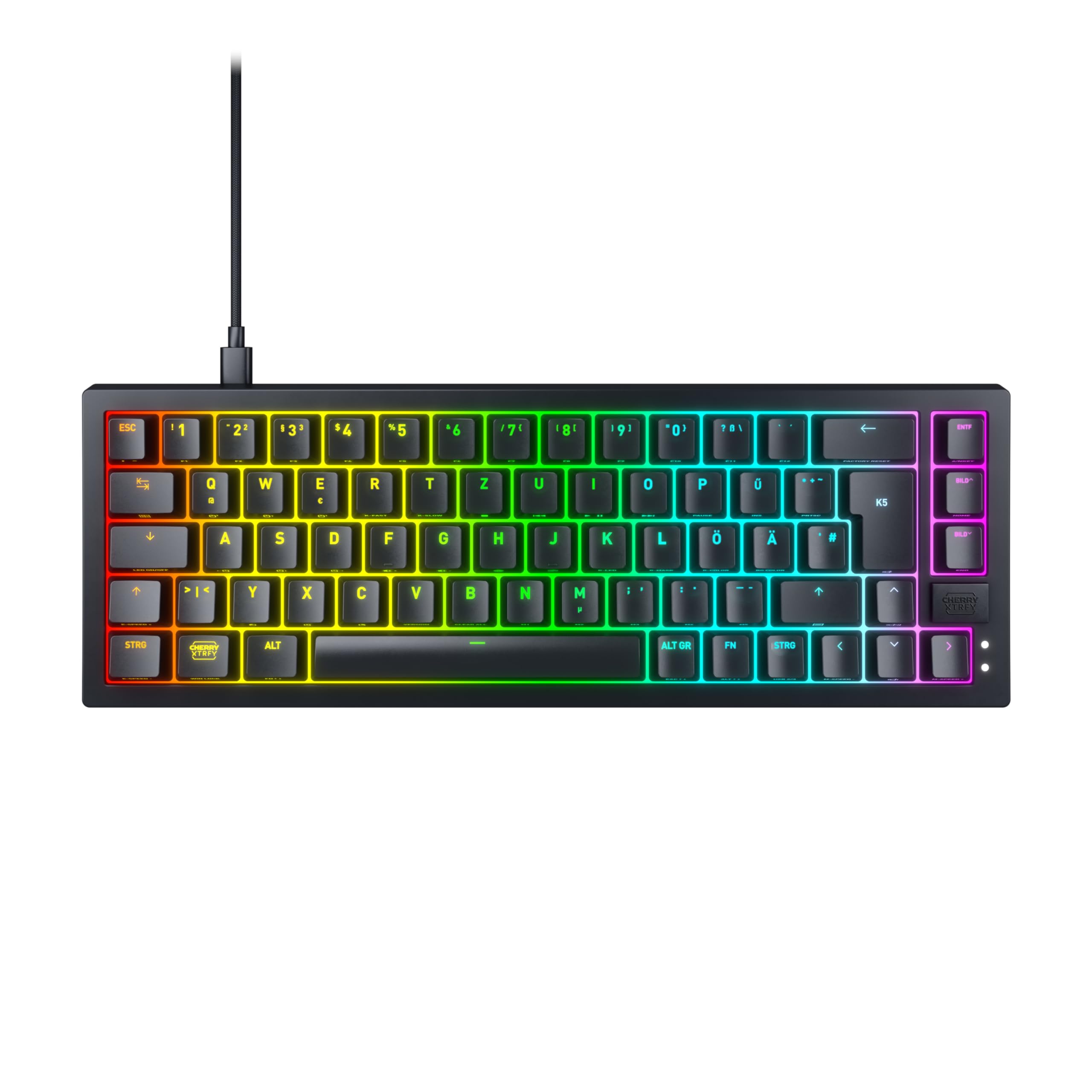 cherry-xtrfy-k5v2-compact-gaming-tastatur-qwertz-mx-red-schwarz image 1