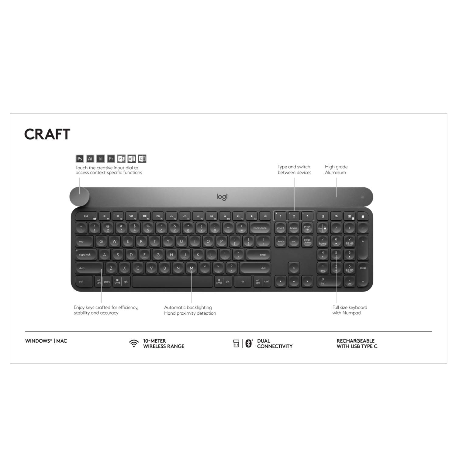 logitech-craft-kabellose-tastatur-qwertz-graphit-mit-drehregler image 5