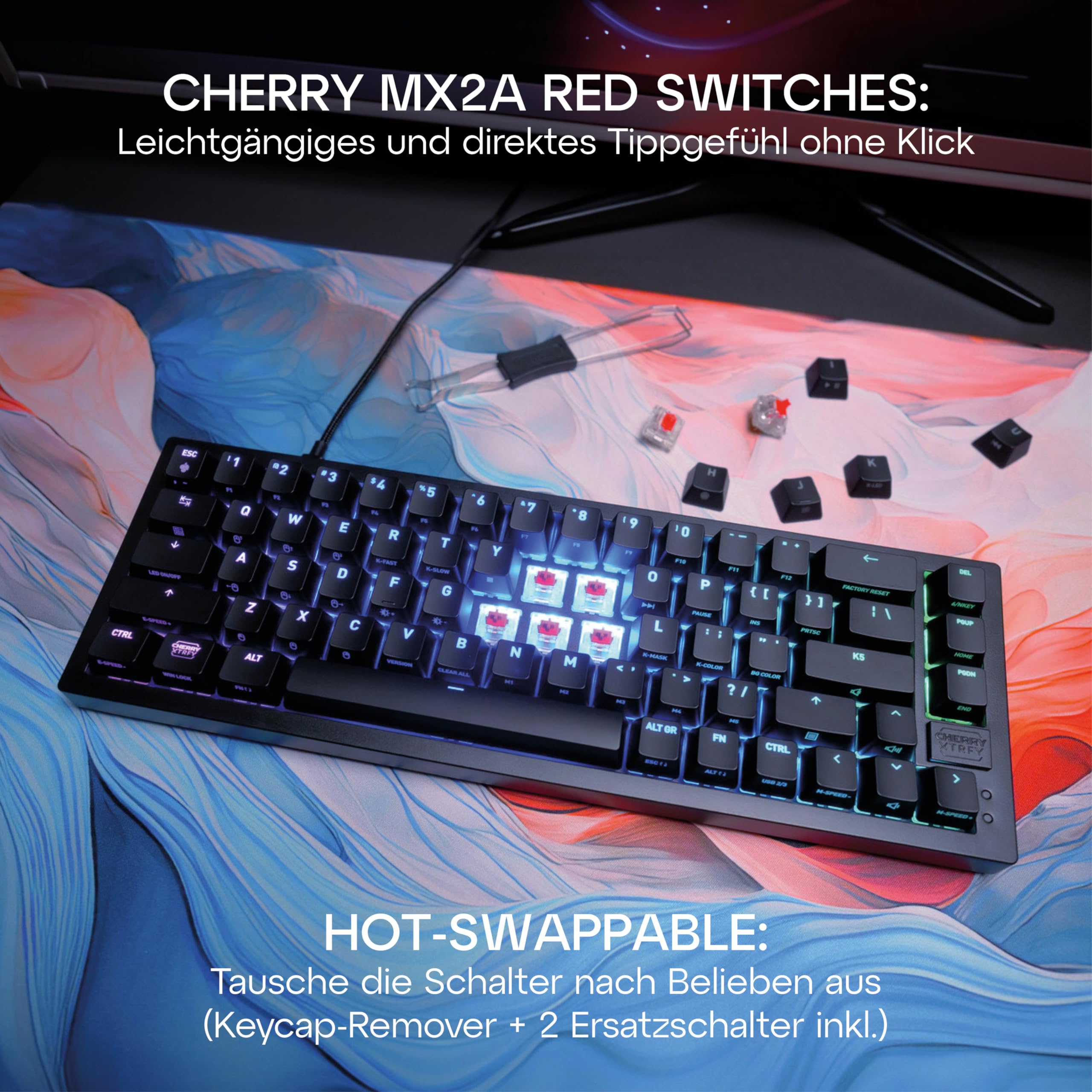 cherry-xtrfy-k5v2-compact-gaming-tastatur-qwertz-mx-red-schwarz image 3