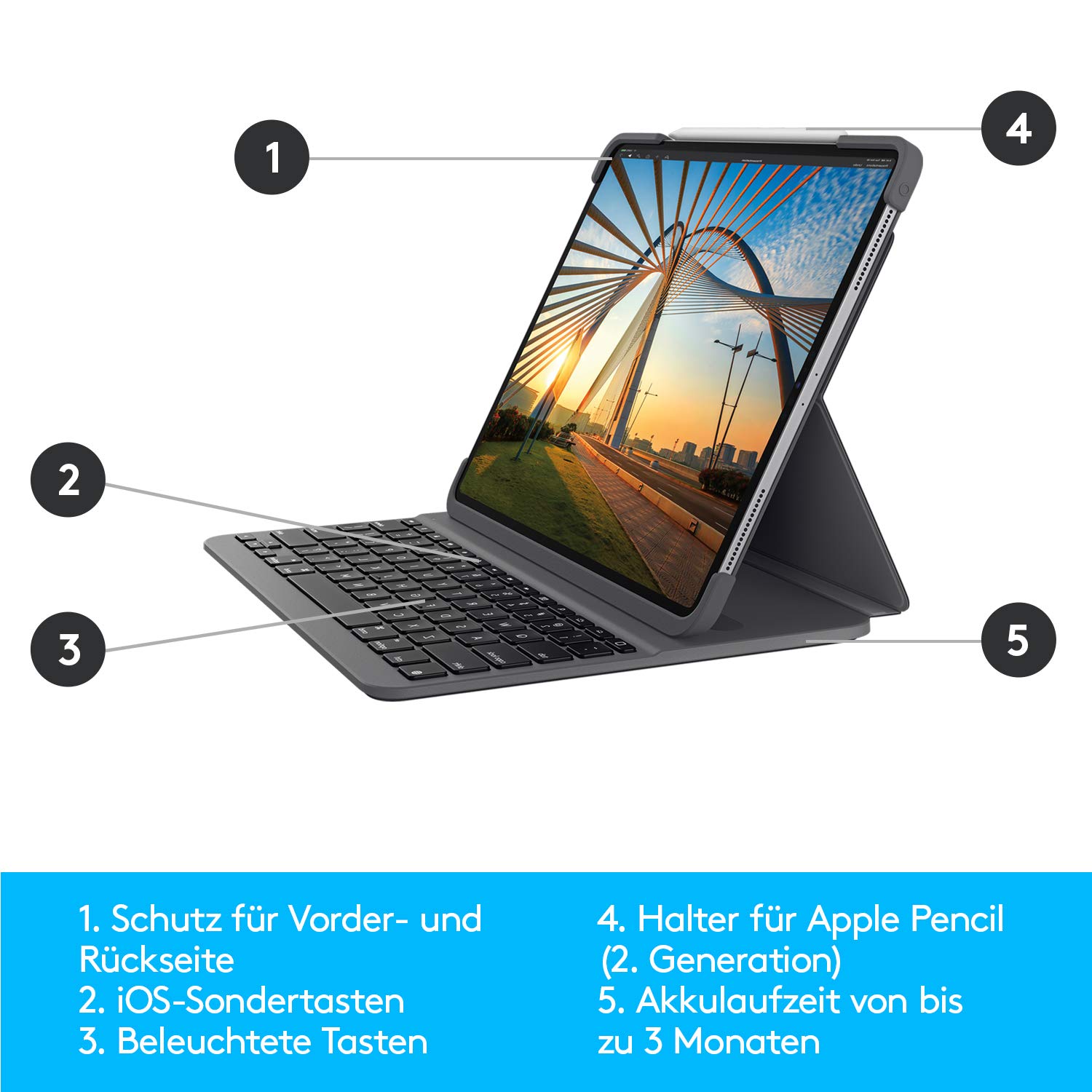 logitech-slim-folio-pro-tastatur-case-ipad-pro-11-graphite image 7