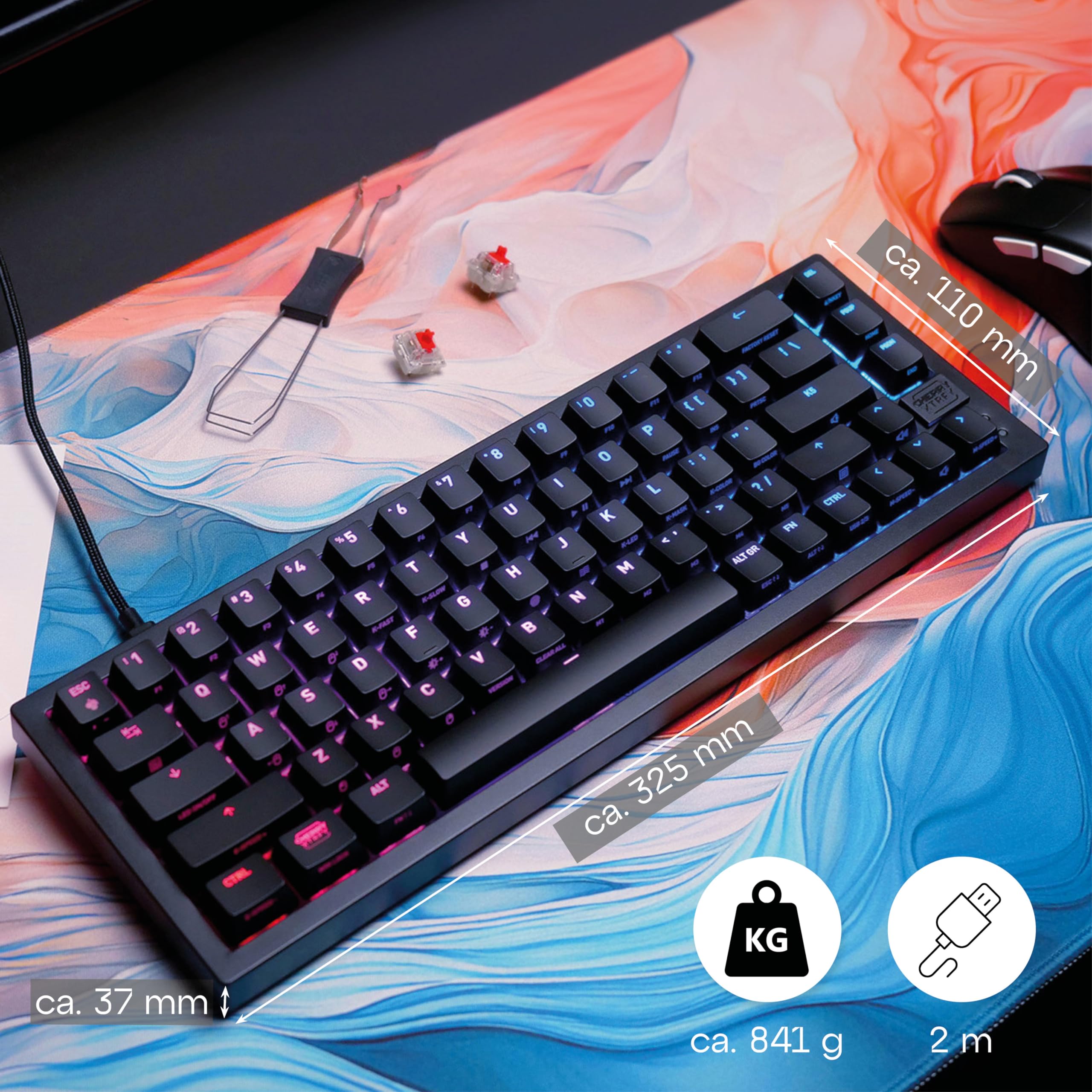 cherry-xtrfy-k5v2-compact-gaming-tastatur-qwertz-mx-red-schwarz image 2