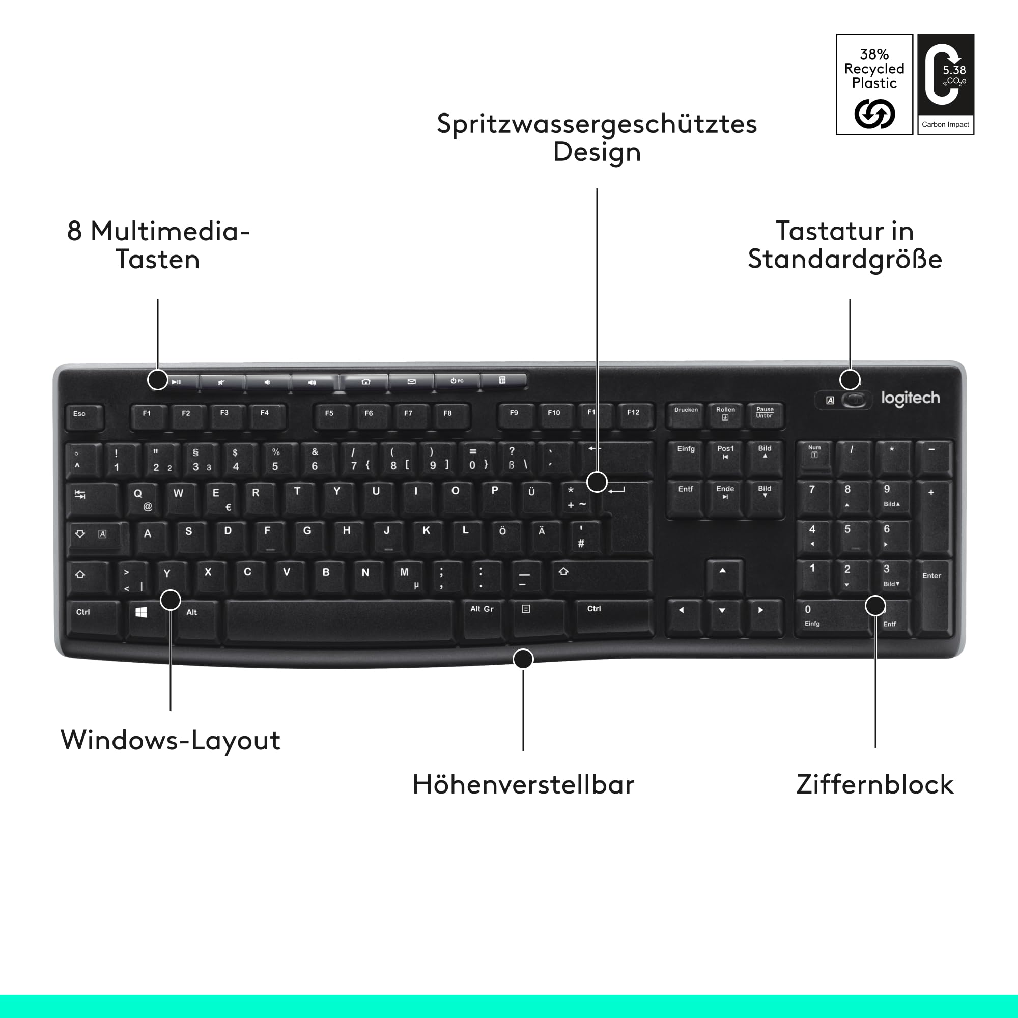 logitech-k270-kabellose-tastatur-qwertz-mit-nummernblock image 7