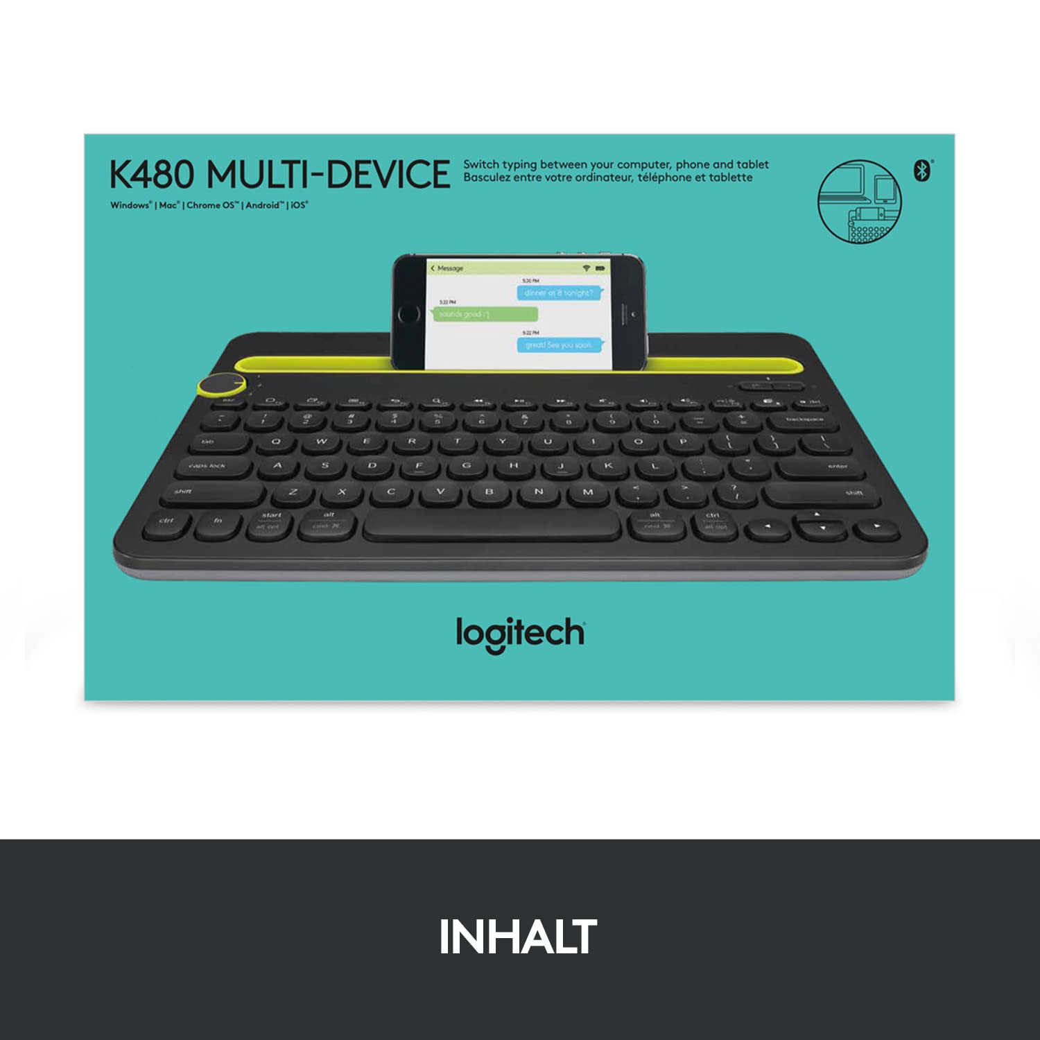 logitech-k480-kabellose-bluetooth-tastatur-schwarz-mit-halterung image 2