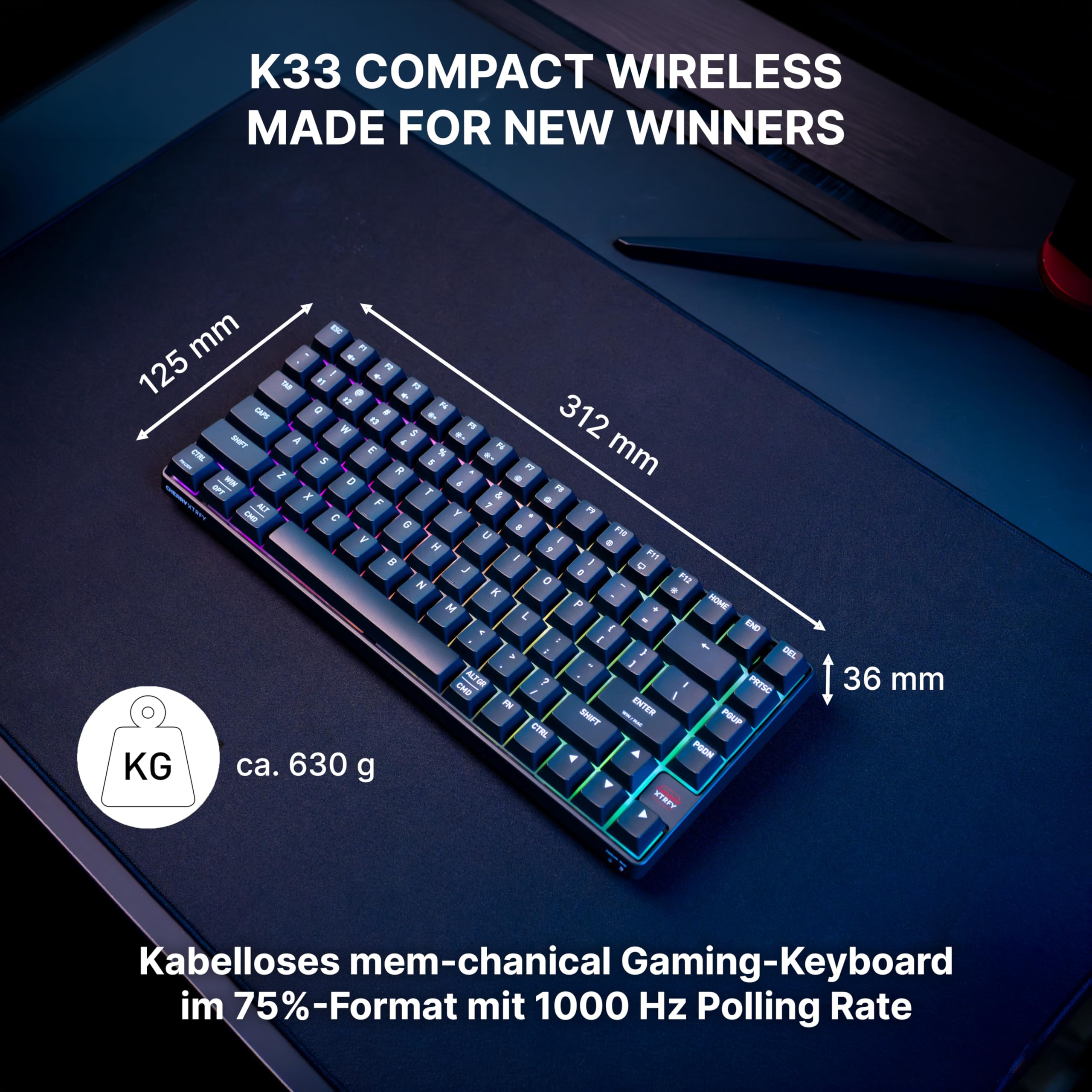cherry-k33-compact-wireless-gaming-tastatur-qwertz-schwarz image 2
