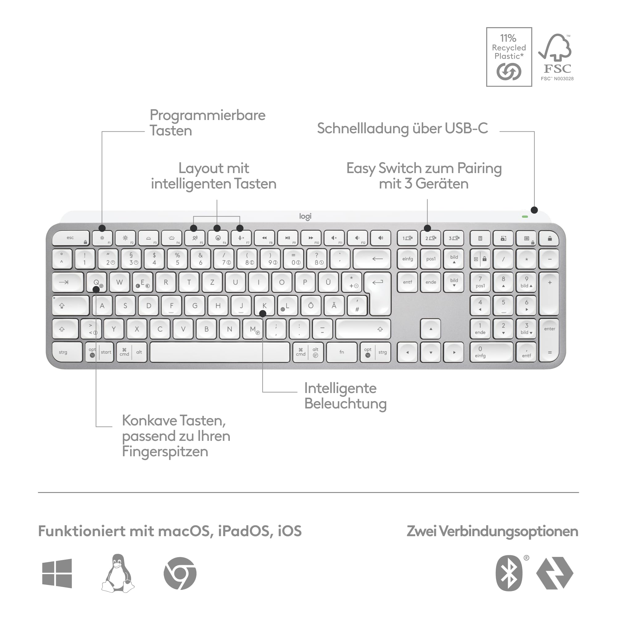 logitech-mx-keys-s-tastatur-hellgrau-qwertz-beleuchtet image 6